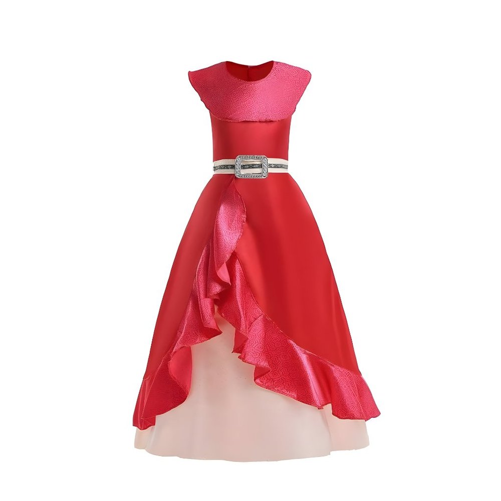Lito Angels Princess Red Dress Elena Costume - Elegant Fancy Dress for Girls
